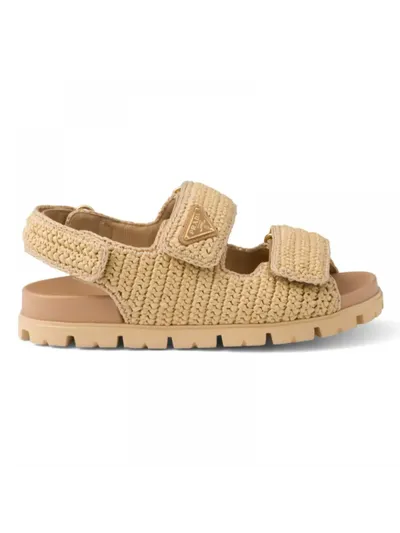 Prada Dokuma Sandalet Bej