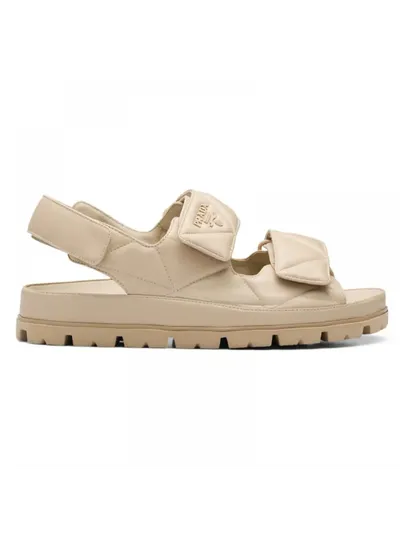 Prada Triangle Logo Sandalet  Bej