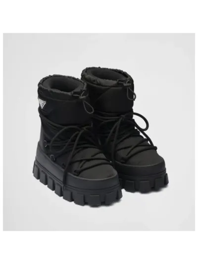 Prada Bot Nylon Gabardine Apres-Ski Boots Siyah