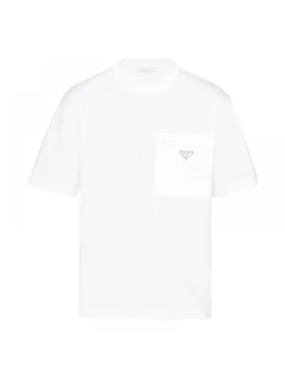 Prada Tişört Re-Nyon Triangle Logo Beyaz