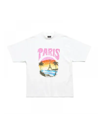 Balenciaga Tişört Paris Tropical Beyaz