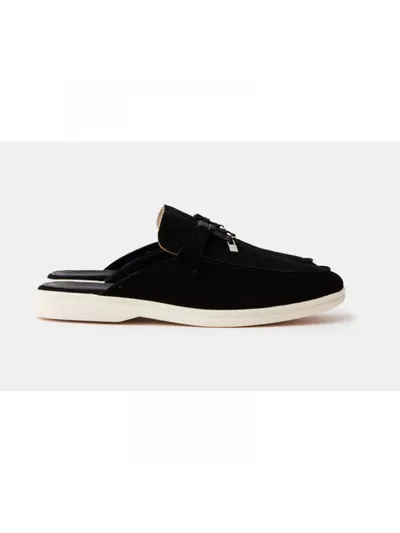 Loro Piana Terlik Charms Walk Babouche Siyah