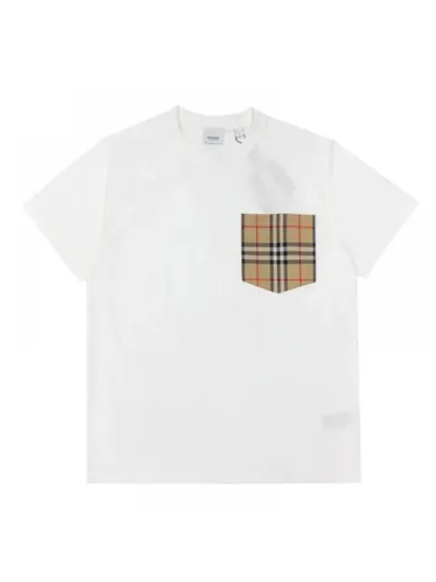 Burberry Tişört Check Pocket Beyaz
