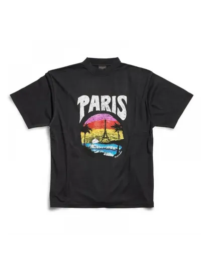 Balenciaga Tişört Paris Tropical Siyah