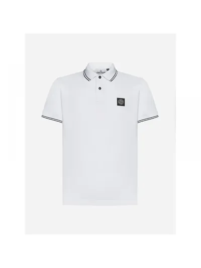 Stone Island Polo Yaka Tişört Logo Beyaz