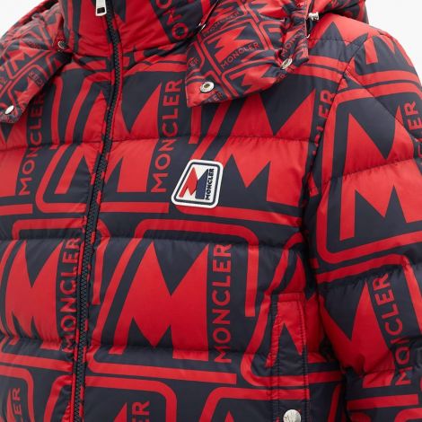 Moncler Mont Frioland Kırmızı - Moncler Mont Frioland Logo Print Quilted Down Hooded Jacket Erkek Red Kirmizi