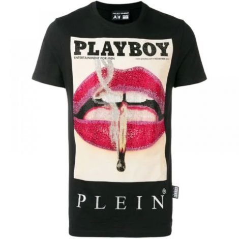 Philipp Plein Tişört Playboy Siyah - Philipp Plein Playboy T Shirt Philipp Plein Erkek Tişört Playboy Siyah