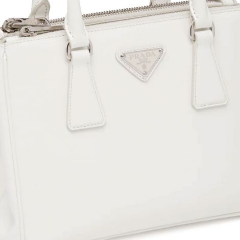 Prada Çanta Galleria Brushed Beyaz - Prada Canta 2021 Galleria Brushed Leather Small Bag Beyaz