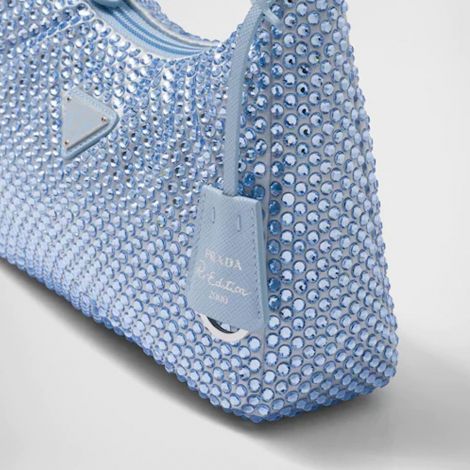 Prada Çanta Satin Crystals Mavi - Prada Canta Bag 22 Satin Mini Bag With Crystals Light Blue Acik Mavi