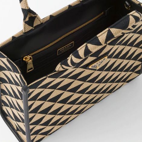Prada Çanta Symbole Jacquard Fabric Siyah - Prada Canta Bag Symbole Jacquard Fabric Handbag Bej Siyah
