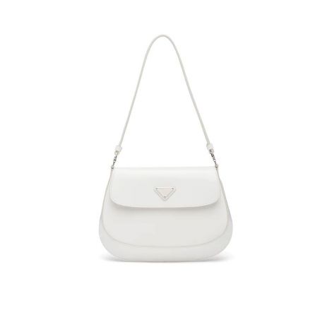 Prada Çanta Cleo Brushed Beyaz - Prada Canta Cleo Brushed Leather Shoulder Bag_with Flap Beyaz