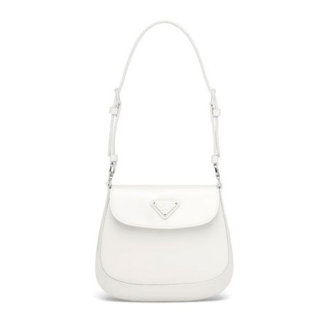 Prada Çanta Cleo Brushed Beyaz - Prada Canta Kadin Prada Cleo Brushed Leather Mini Bag White Beyaz