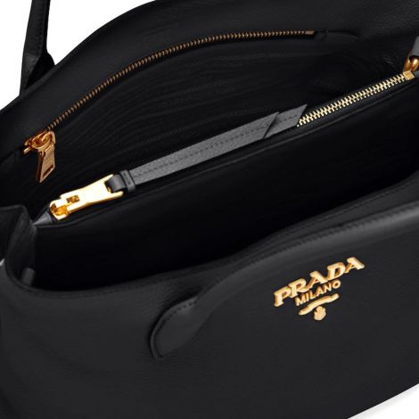 Prada Çanta Silhouette Siyah - Prada Canta Leather Handbag Soft Silhouette Black Siyah
