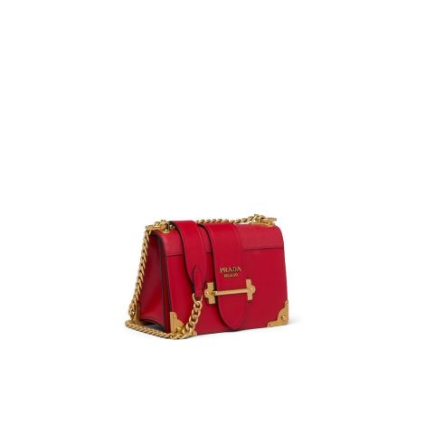 Prada Çanta Cahier Kırmızı - Prada Canta Leather Prada Cahier Shoulder Bag Fiery Red Kirmizi
