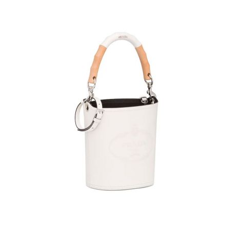 Prada Çanta Tambour Beyaz - Prada Canta Leather Prada Tambour Bucket Bag Beyaz