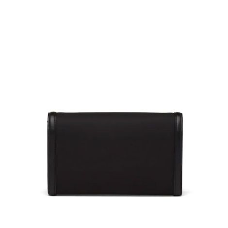 Prada Çanta Saffiano Siyah - Prada Canta Nylon And Leather Wallet With Shoulder Strap Siyah