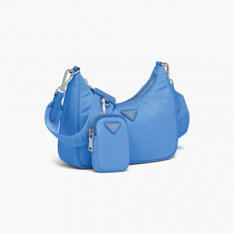 Prada Çanta Re-Edition Mavi - Prada Re Edition 2005 Nylon Shoulder Bag Blue Mavi