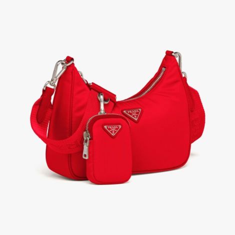 Prada Çanta Re-Edition Kırmızı - Prada Re Edition 2005 Nylon Shoulder Bag Red Kirmizi