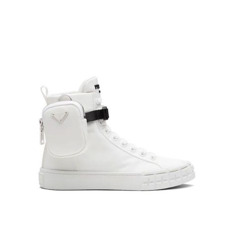 Prada Ayakkabı Wheel Re-Nylon Beyaz - Prada 2021 Ayakkabi Wheel Re Nylon Gabardine High Top Sneakers Beyaz