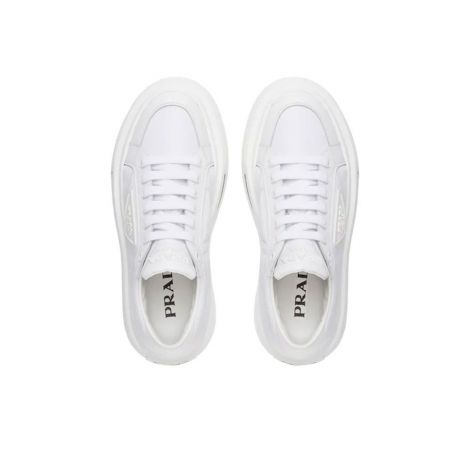 Prada Ayakkabı Macro Beyaz - Prada Ayakkabi 2021 Macro Re Nylon And Brushed Leather Sneakers Beyaz