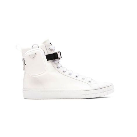 Prada Ayakkabı Wheel Re-Nylon Beyaz - Prada Erkek Ayakkabi Wheel Re Nylon High Top Sneakers Beyaz