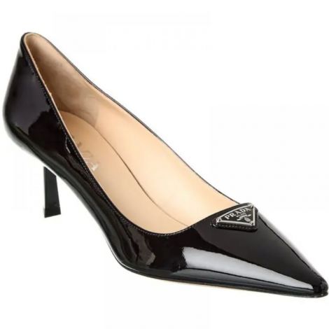 Prada Topuklu Ayakkabı Siyah - Prada Kadin Topuklu Ayakkabi Prada Ayakkabi Prada Logo Patent Pointy Toe Pump Prada Women Shoes Siyah