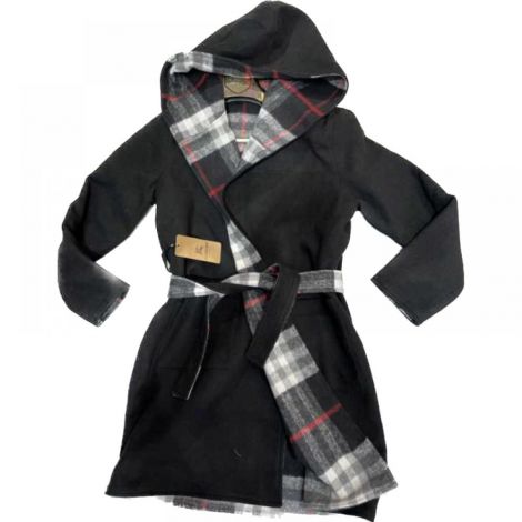 Burberry Wool Coat Siyah - Burberry Wool Hooded Wrap Coat Burberry Kadin Coat Siyah