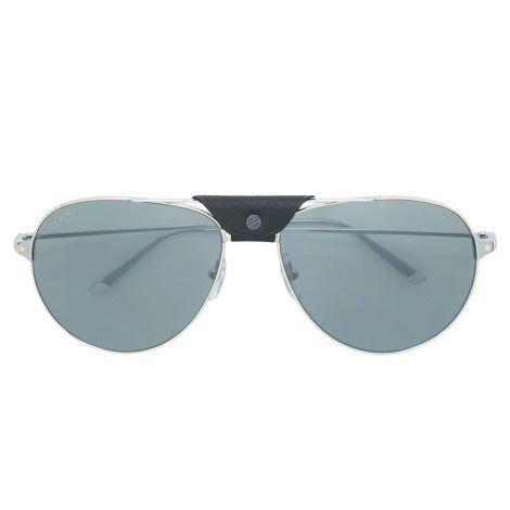 Cartier Gözlük Santos Gri - Cartier Gozluk Cartier Leather Top Bar Sunglasses Metal Gri