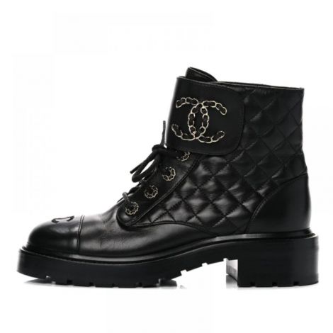 Chanel Combat Bot Siyah - Chanel Quilted Combat Boots Chanel Bot Chanel Kadin Bot Siyah