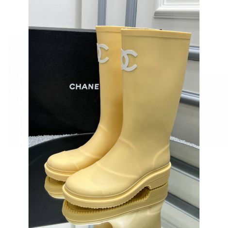 Chanel Wellington Bot Sarı - Chanel Wellington Boots Chanel Kadin Bot Chanel Kadin Cizme Chanel Bot Sari
