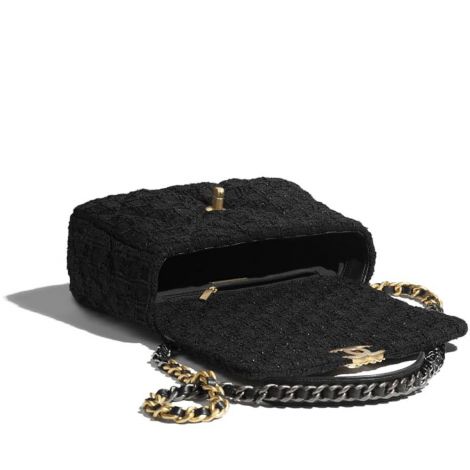 Chanel Çanta CH19 Siyah - Chanel Bag Canta Chanel 19 Handbag Tweed Gold Tone Silver Tone Ruthenium Siyah
