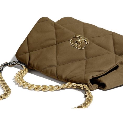 Chanel Çanta Grained Bronz - Chanel Canta 19 Large Flap Bag Cotton Canvas Calfskin Gold Silver Bronz