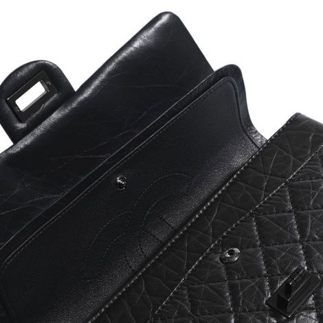 Chanel Çanta Grained Siyah - Chanel Canta 2 55 Handbag Aged Calfskin Black Metal Siyah