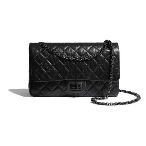 Chanel Çanta Grained Siyah - Chanel Canta 2 55 Handbag Aged Calfskin Black Metal Siyah