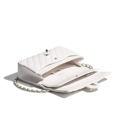 Chanel Çanta Grained Beyaz - Chanel Canta 2021 Classic Handbag Grained Calfskin Gold Tone Metal Beyaz