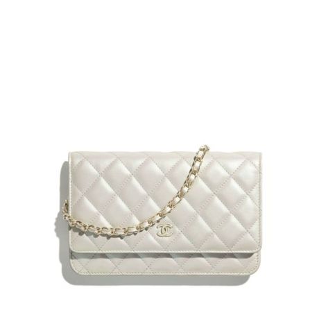 Chanel Cüzdan Iridescent Beyaz - Chanel Canta 2021 Classic Wallet On Chain Iridescent Calfskin Gold Beyaz