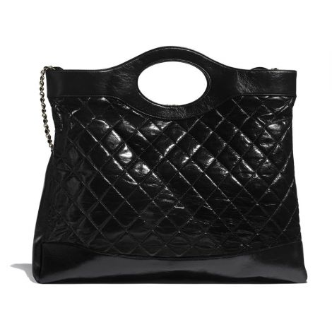 Chanel Çanta Logo Siyah - Chanel Canta 31 Large Shopping Bag Shiny Crumpled Calfskin Gold Siyah