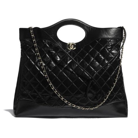 Chanel Çanta Logo Siyah - Chanel Canta 31 Large Shopping Bag Shiny Crumpled Calfskin Gold Siyah