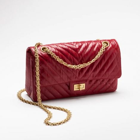Chanel Çanta Classic Kırmızı - Chanel Canta Bag 2 55 Canta Parlak Burusuk Dana Derisi Ve Altin Detaylar Red Kirmizi
