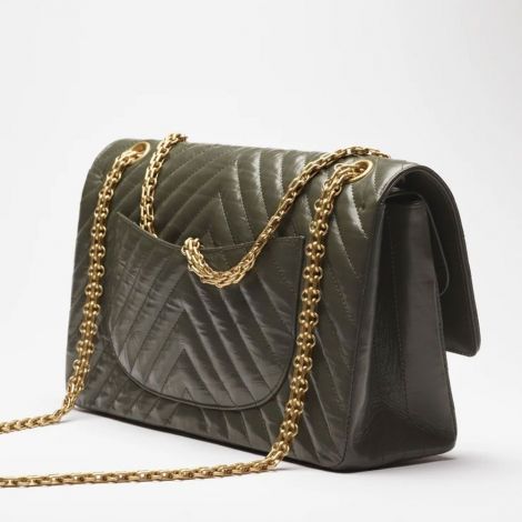 Chanel Çanta Big Yeşil - Chanel Canta Bag Buyuk 2 55 Canta Parlak Burusuk Dana Derisi Ve Altin Detaylar Yesil