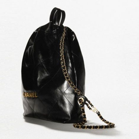 Chanel Çanta Big Siyah - Chanel Canta Bag Buyuk Sirt Cantasi Chanel 22 Parlak Dana Derisi Ve Altin Detaylar Siyah