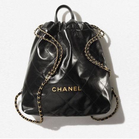 Chanel Çanta Big Siyah - Chanel Canta Bag Buyuk Sirt Cantasi Chanel 22 Parlak Dana Derisi Ve Altin Detaylar Siyah