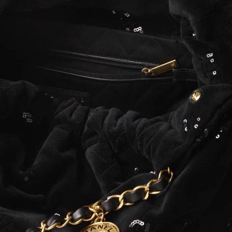 Chanel Çanta Classic Siyah - Chanel Canta Bag Chanel 22 Canta Kasmir Payetler Ve Altin Detaylar Siyah