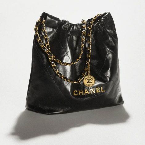 Chanel Çanta Classic Siyah - Chanel Canta Bag Chanel 22 Canta Parlak Dana Derisi Ve Altin Detaylar Siyah
