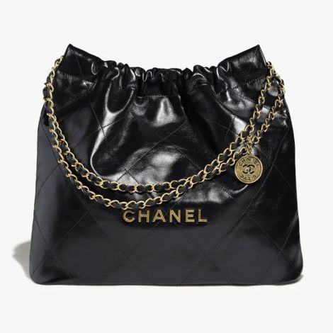Chanel Çanta Classic Siyah - Chanel Canta Bag Chanel 22 Canta Parlak Dana Derisi Ve Altin Detaylar Siyah