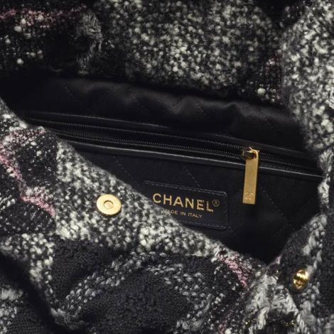 Chanel Çanta Classic Siyah - Chanel Canta Bag Chanel 22 Canta Tuvit Yamalar Ve Altin Detaylar Gri Siyah
