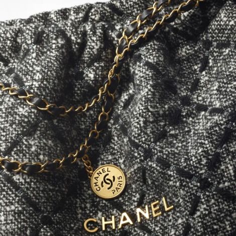 Chanel Çanta Classic Siyah - Chanel Canta Bag Chanel 22 Canta Yun Tuvit Ve Altin Detaylar Ekru Siyah