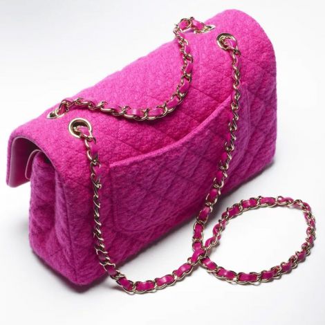 Chanel Çanta Classic Fusya - Chanel Canta Bag Klasik Canta Kasmir Tuvit Ve Altin Detaylar Fusia Fusya