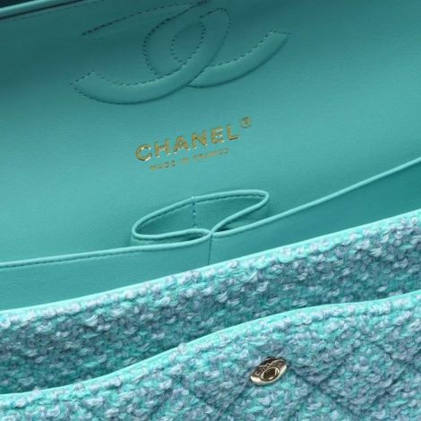 Chanel Çanta Classic Turkuaz - Chanel Canta Bag Klasik Canta Yun Tuvit Ve Altin Detaylar Turkuaz