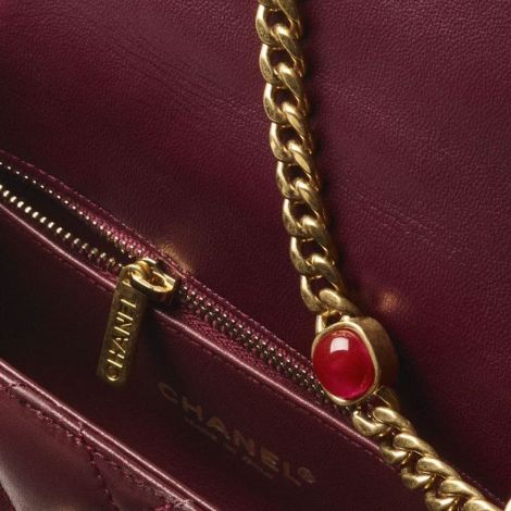 Chanel Çanta Small Bordo - Chanel Canta Bag Kucuk Kapakli Canta Kuzu Derisi Recine Ve Altin Detaylar Bordo